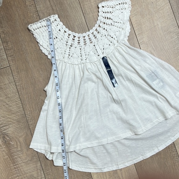 Lucky Brand Crochet Top Tank Loose Fit Boho White Sz S - Picture 9 of 12